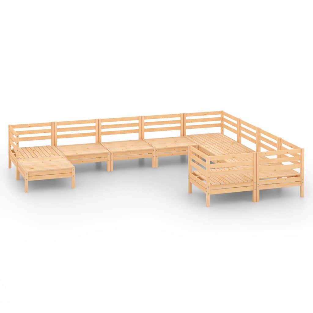 10 Piece Garden Lounge Set Solid Wood Pine