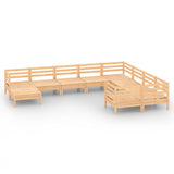 10 Piece Garden Lounge Set Solid Wood Pine - Front View