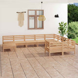10 Piece Garden Lounge Set Solid Wood Pine