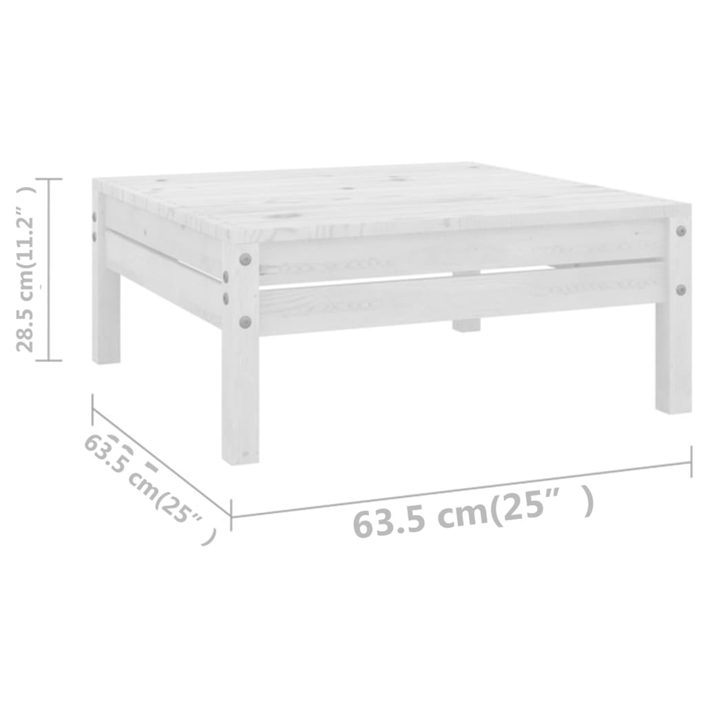 10 Piece Garden Lounge Set White Solid Pinewood