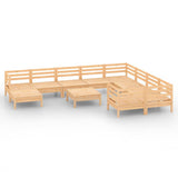 11 Piece Garden Lounge Set Solid Pinewood - Front View