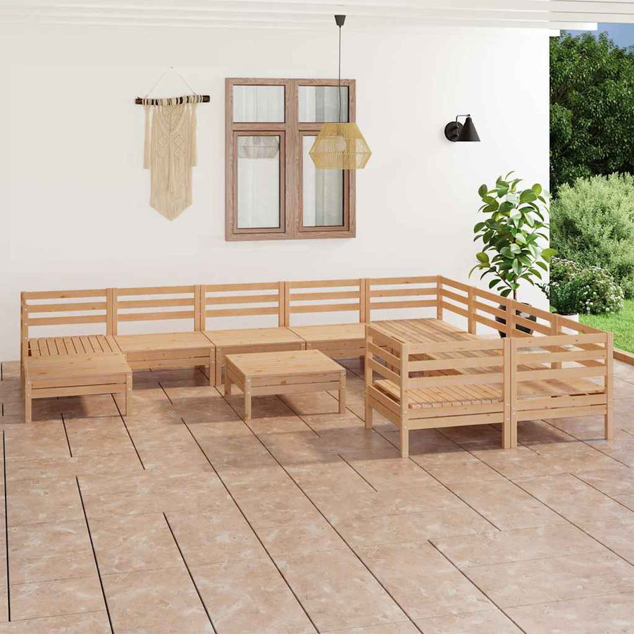 11 Piece Garden Lounge Set Solid Wood Pine