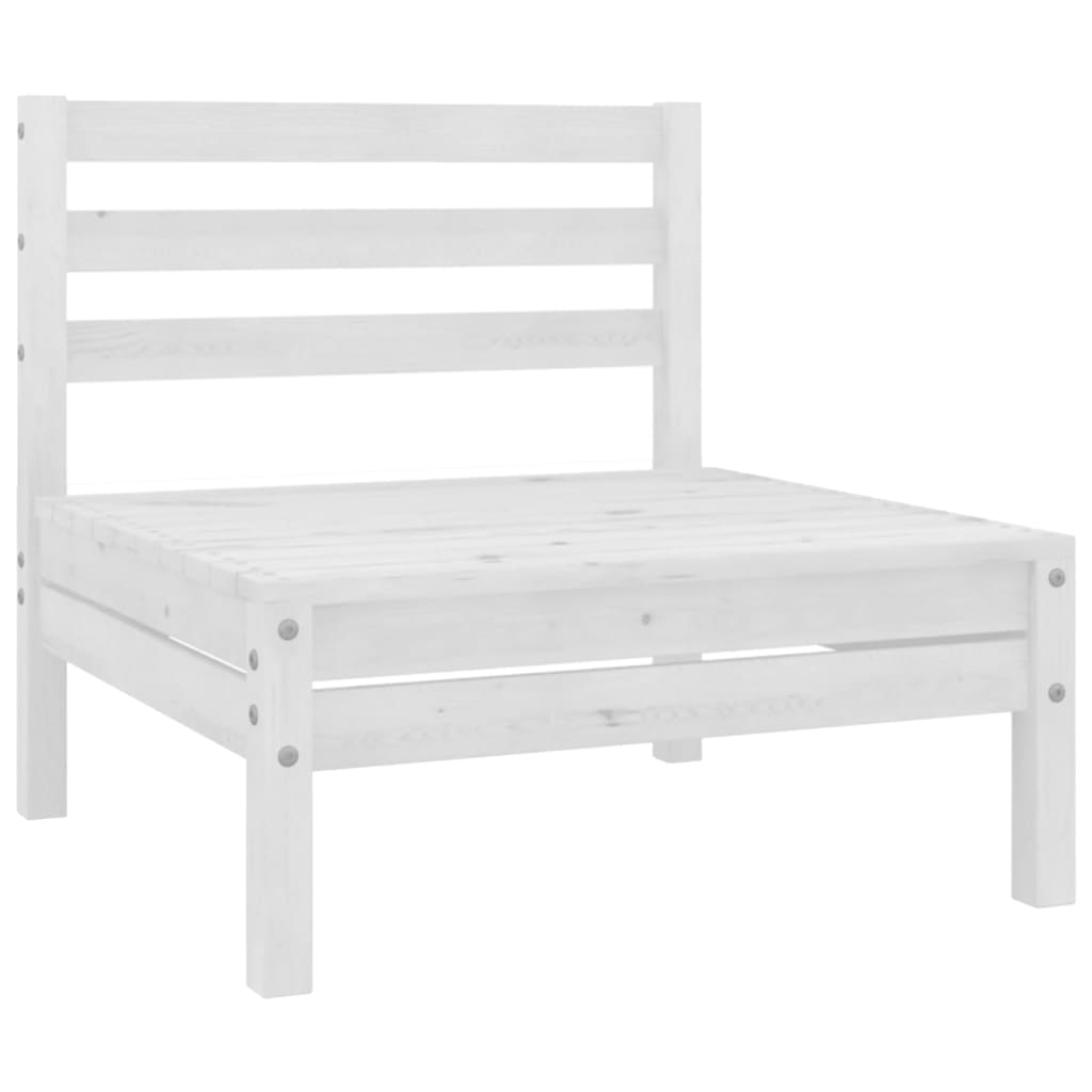 11 Piece Garden Lounge Set White Solid Pinewood