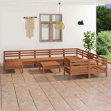 11 Piece Garden Lounge Set Honey Brown Solid Wood Pine