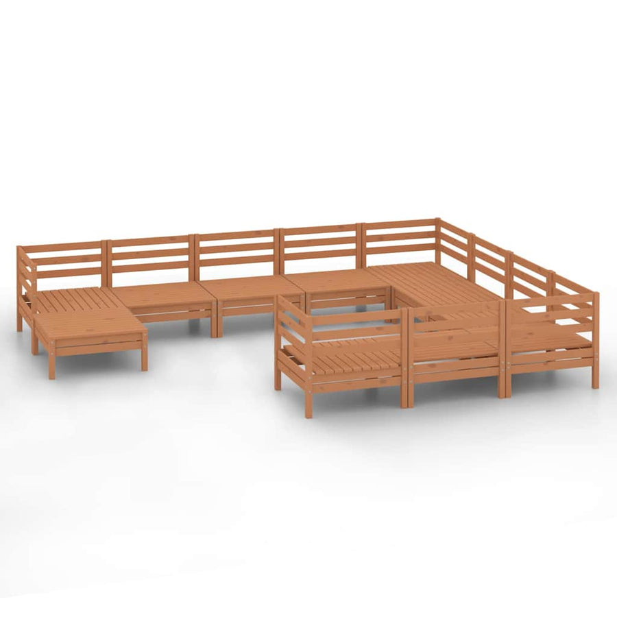 11 Piece Garden Lounge Set Honey Brown Solid Wood Pine