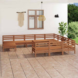 11 Piece Garden Lounge Set Honey Brown Solid Wood Pine