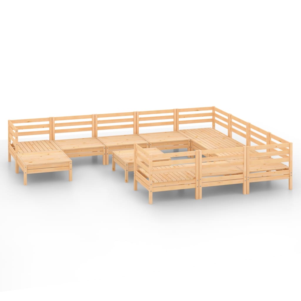 12 Piece Garden Lounge Set Solid Pinewood