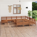 12 Piece Garden Lounge Set Honey Brown Solid Pinewood