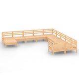 11 Piece Garden Lounge Set Solid Wood Pine - Front View
