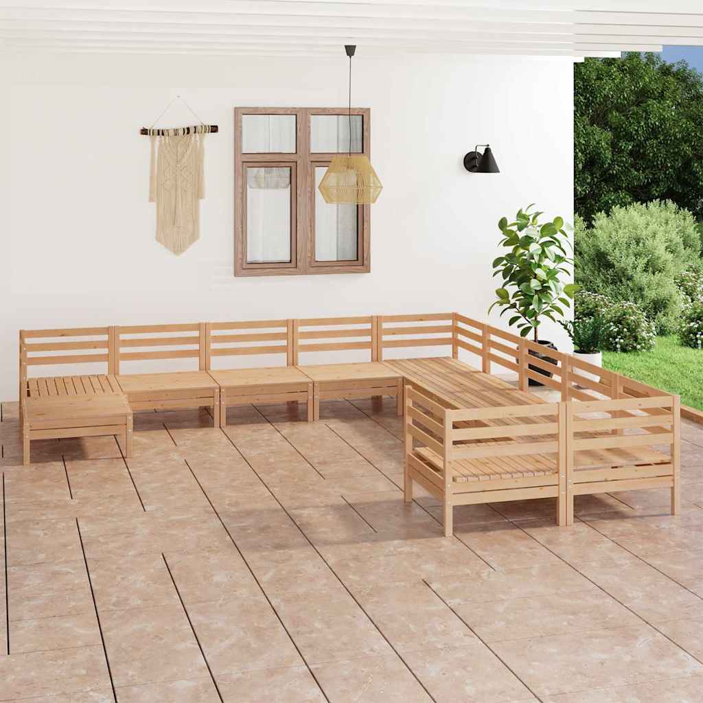 11 Piece Garden Lounge Set Solid Wood Pine