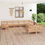 11 Piece Garden Lounge Set Solid Wood Pine