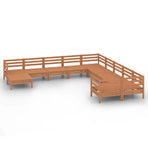 11 Piece Garden Lounge Set Honey Brown Solid Wood Pine