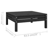 12 Piece Garden Lounge Set Black Solid Pinewood - Low Angle