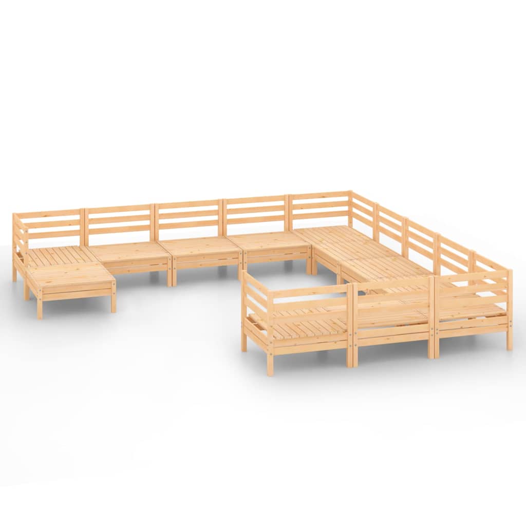 12 Piece Garden Lounge Set Solid Wood Pine