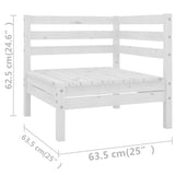 12 Piece Garden Lounge Set White Solid Pinewood