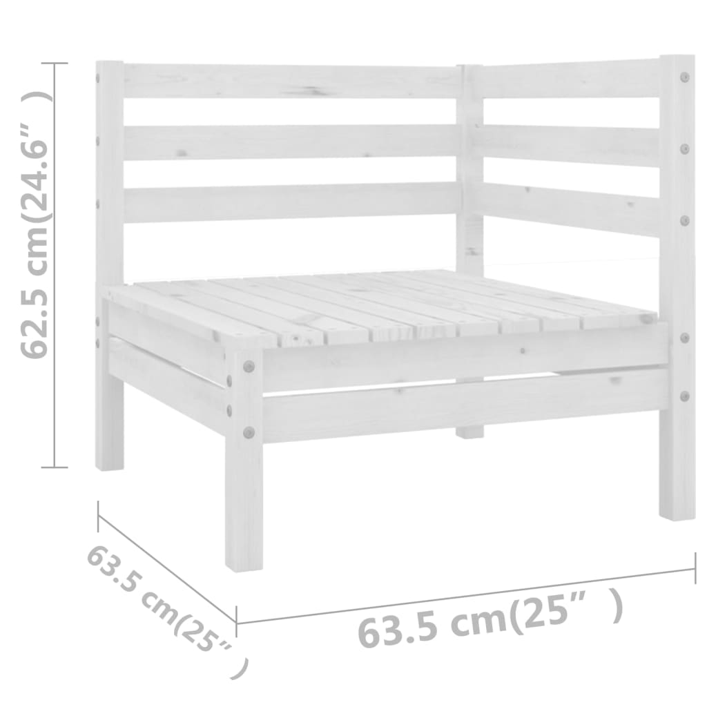 12 Piece Garden Lounge Set White Solid Pinewood