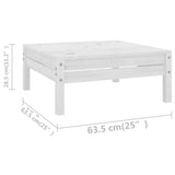 12 Piece Garden Lounge Set White Solid Pinewood - Low Angle