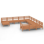 12 Piece Garden Lounge Set Honey Brown Solid Wood Pine