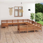 12 Piece Garden Lounge Set Honey Brown Solid Wood Pine
