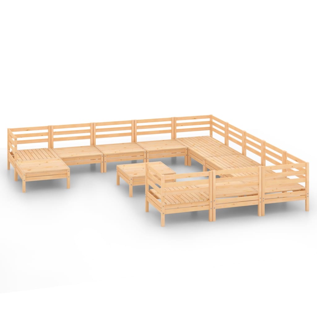 13 Piece Garden Lounge Set Solid Pinewood