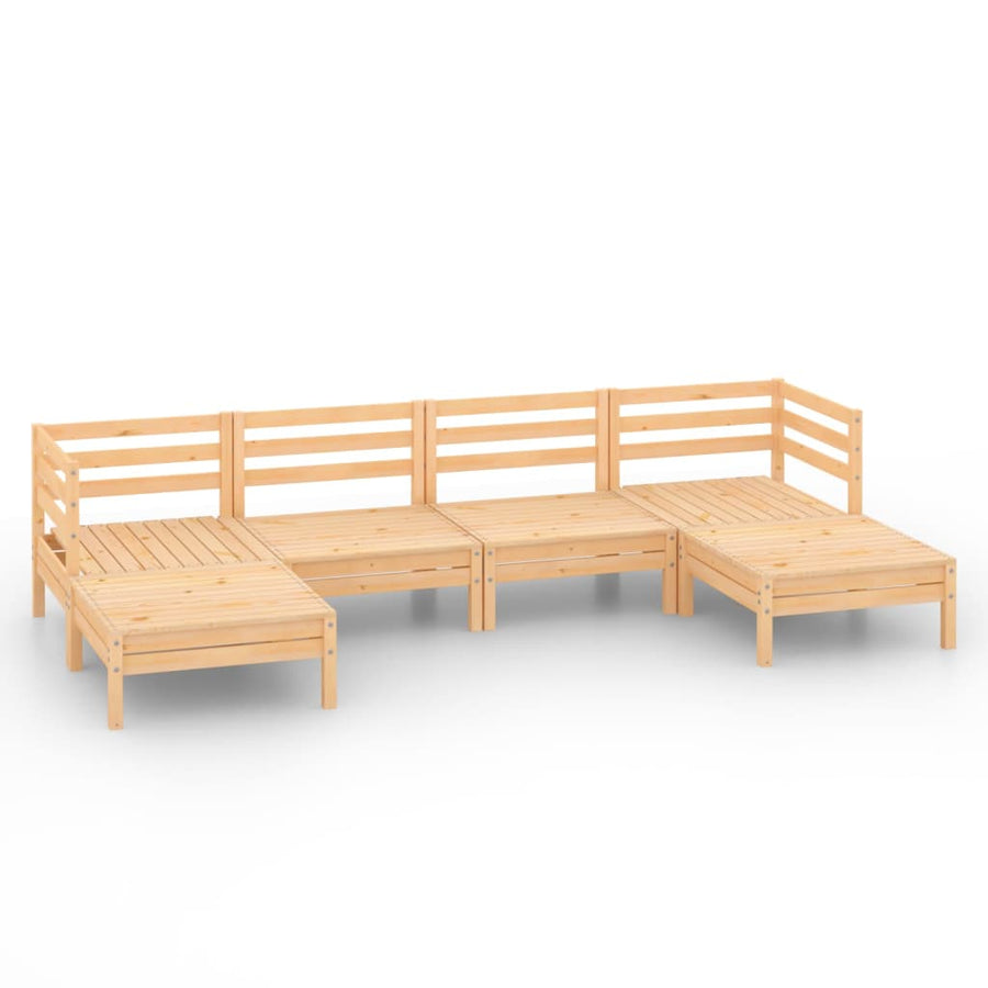 6 Piece Garden Lounge Set Solid Wood Pine