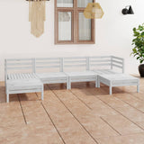 6 Piece Garden Lounge Set White Solid Pinewood