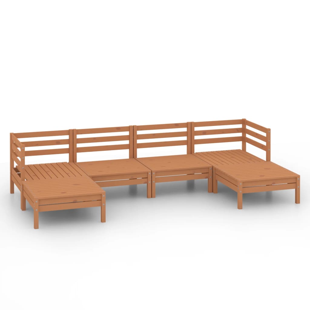 6 Piece Garden Lounge Set Honey Brown Solid Pinewood