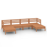 6 Piece Garden Lounge Set Honey Brown Solid Pinewood