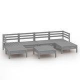 7 Piece Garden Lounge Set Grey Solid Wood Pine