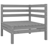 7 Piece Garden Lounge Set Grey Solid Pinewood - 45-Degree Angle