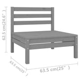 7 Piece Garden Lounge Set Grey Solid Pinewood - Rear View