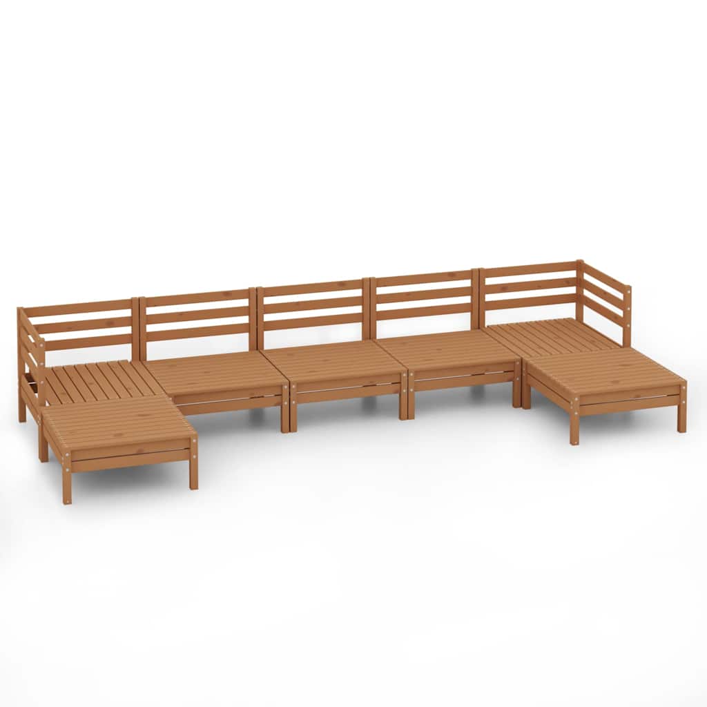 7 Piece Garden Lounge Set Honey Brown Solid Wood Pine