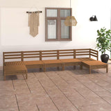 7 Piece Garden Lounge Set Honey Brown Solid Wood Pine