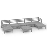 8 Piece Garden Lounge Set Grey Solid Pinewood - Front View