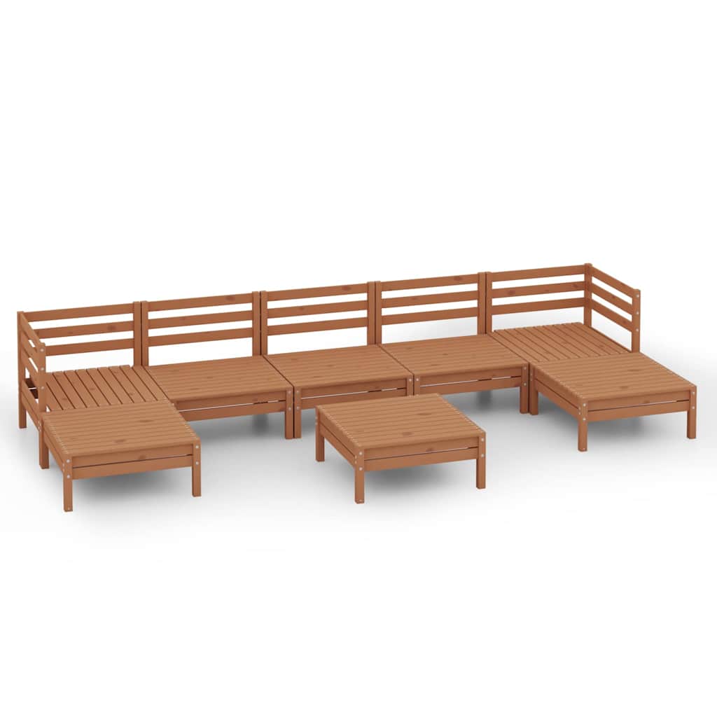 8 Piece Garden Lounge Set Honey Brown Solid Wood Pine