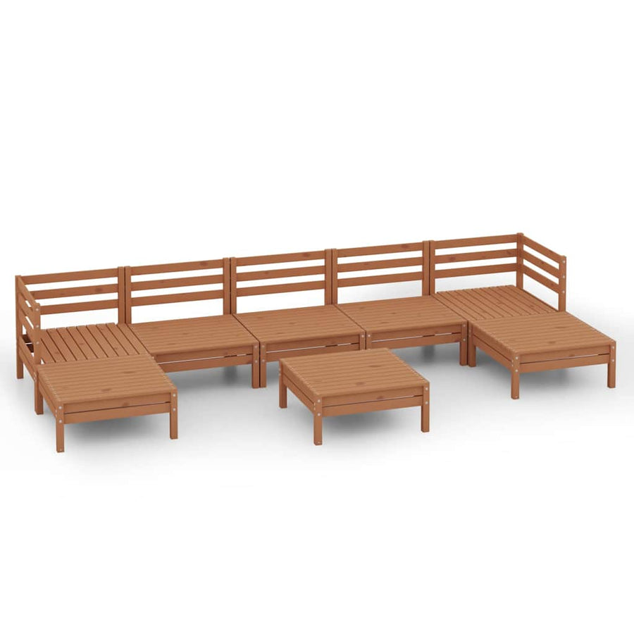 8 Piece Garden Lounge Set Honey Brown Solid Wood Pine