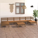 8 Piece Garden Lounge Set Honey Brown Solid Wood Pine