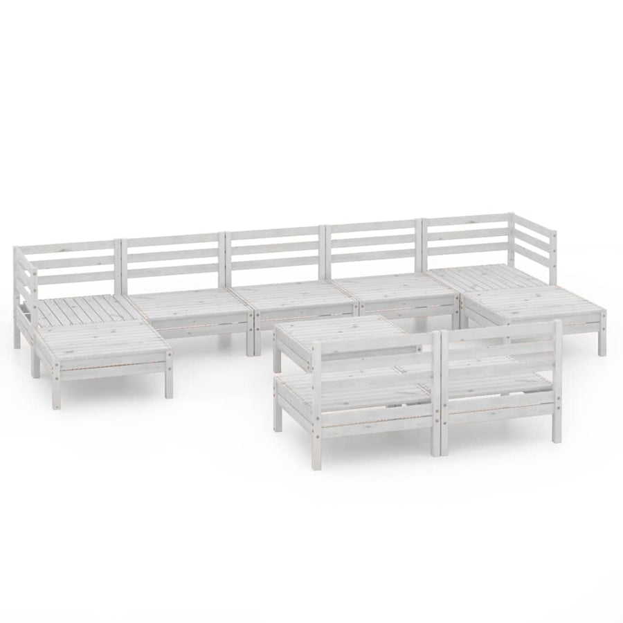 10 Piece Garden Lounge Set White Solid Wood Pine