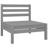 10 Piece Garden Lounge Set Grey Solid Pinewood - Side View