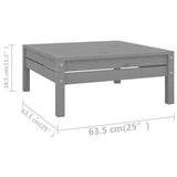 10 Piece Garden Lounge Set Grey Solid Pinewood - Low Angle