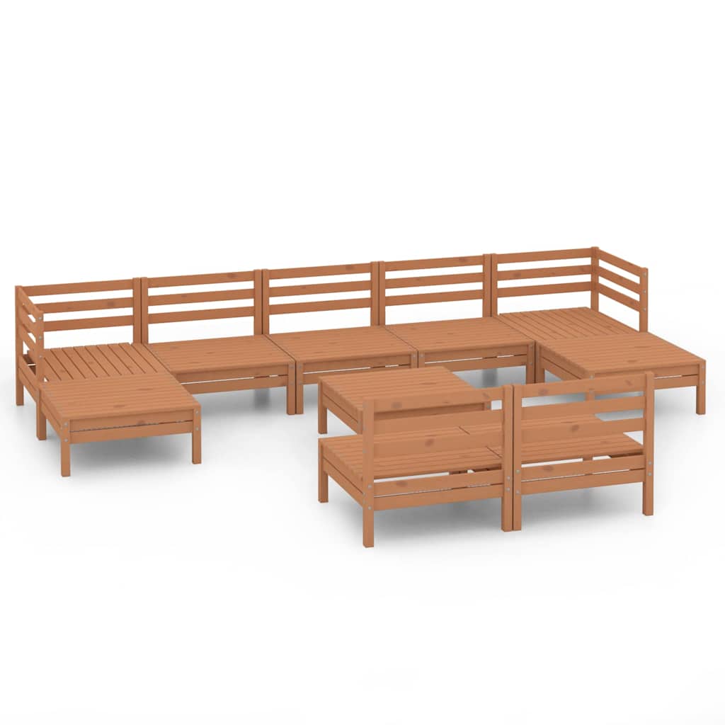 10 Piece Garden Lounge Set Honey Brown Solid Wood Pine