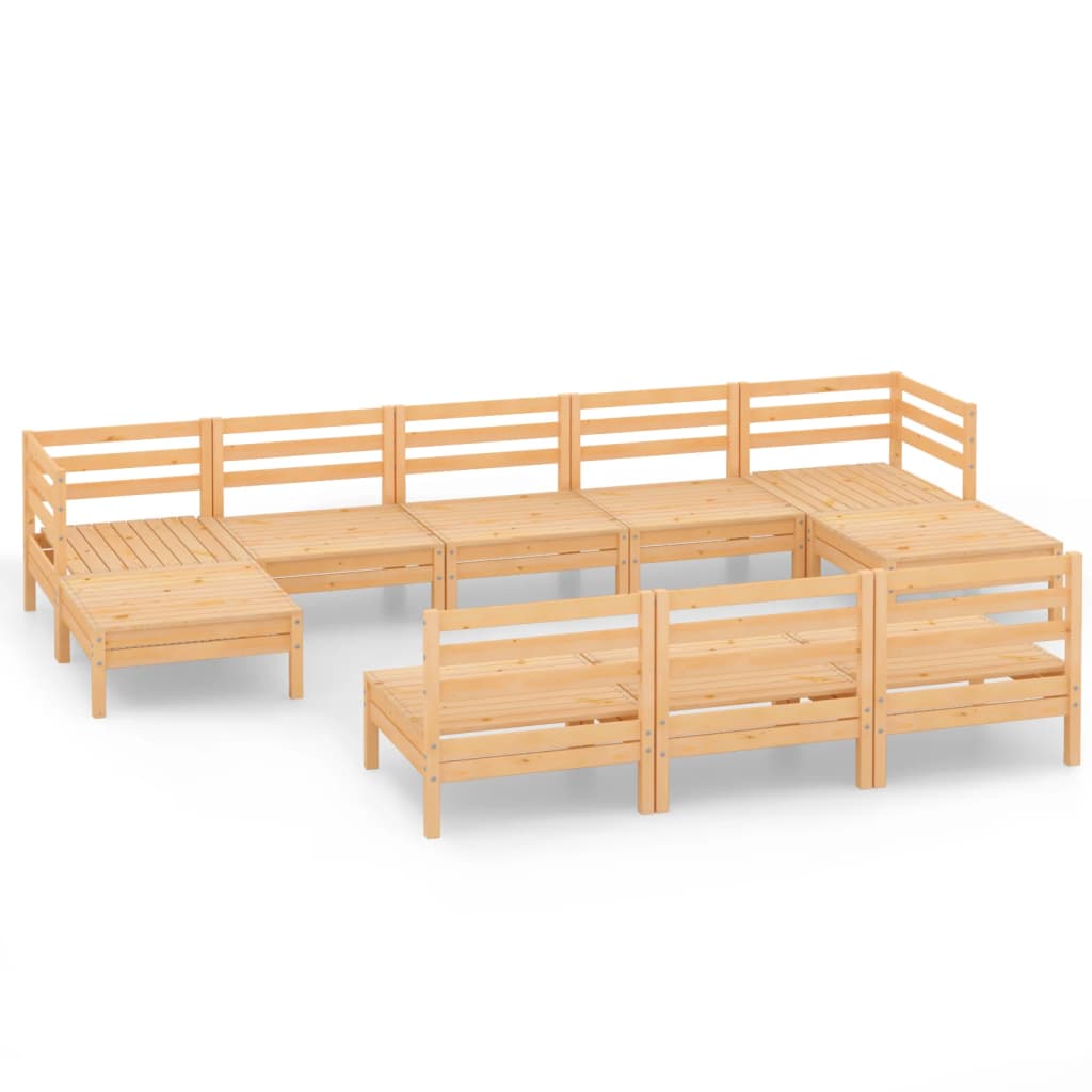 10 Piece Garden Lounge Set Solid Pinewood