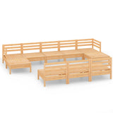 10 Piece Garden Lounge Set Solid Pinewood - Front View