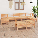 9 Piece Garden Lounge Set Solid Wood Pine