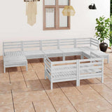 9 Piece Garden Lounge Set White Solid Wood Pine