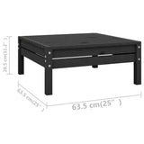 10 Piece Garden Lounge Set Black Solid Wood Pine - Low Angle