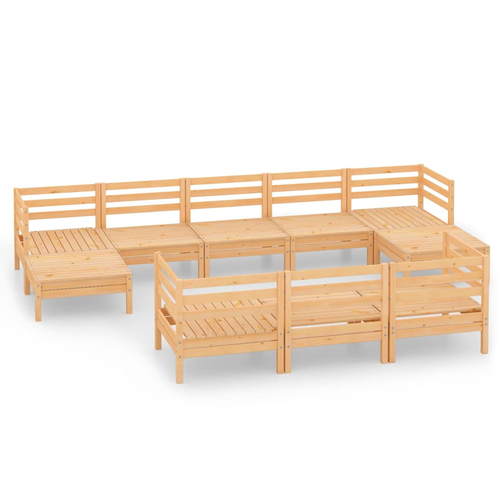 10 Piece Garden Lounge Set Solid Pinewood