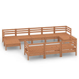 10 Piece Garden Lounge Set Honey Brown Solid Pinewood