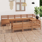 10 Piece Garden Lounge Set Honey Brown Solid Pinewood