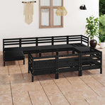 10 Piece Garden Lounge Set Black Solid Wood Pine